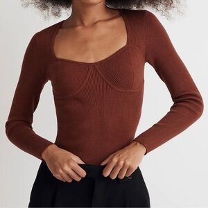 Madewell The Signature Knit Sweater Top - Mahogany Size L